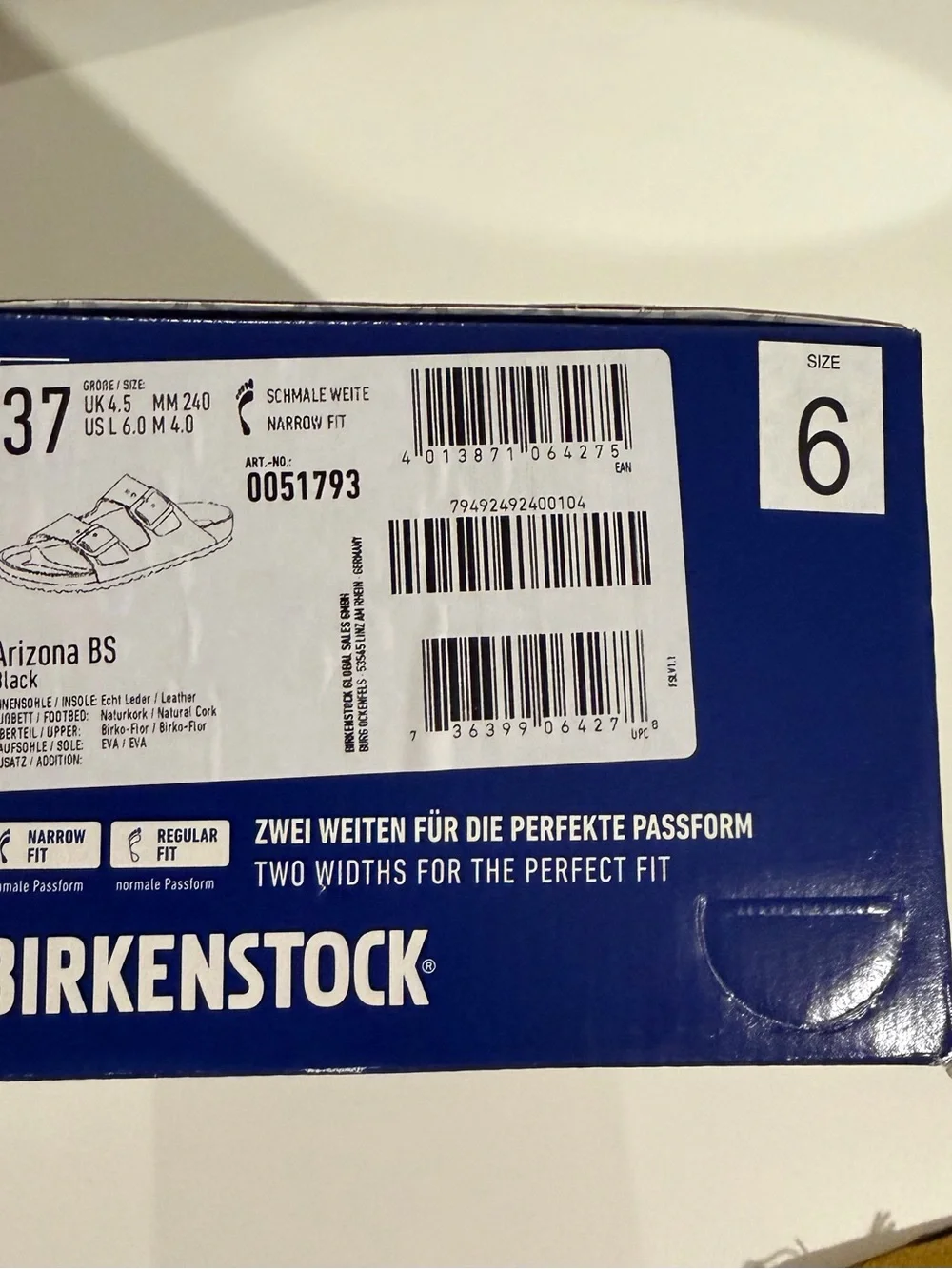 Birkenstock Kids Arizona Box in Blue and White
